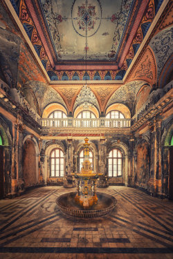 culturenlifestyle:Matthias Haker Captures The Haunting Beauty Of Abandoned Buildings German freelance photographer Matthias Haker explores ruins and near degrading architectural buildings left in abandon. The opulence of these great structures are restore