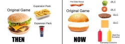 castiel-for-king:  supersudden:  leopirate:  gaming then and now  Mods  when did we start using hamburgers to describe stuff