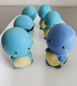 miscellaneousmaocat:  Squirtle truffles filled with blueberry white chocolate ganache for Pokemon Go Community Day. Squirtle squad roll out!July 2018