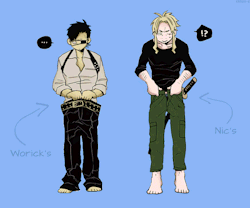 kaneki-e:  Nicolas and Worick :: clothes swap &amp; goofing off※  line art by Kohske, author of Gangsta.