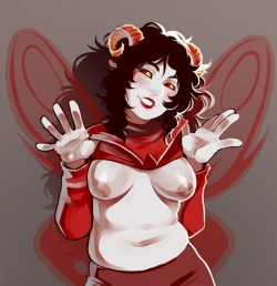 punispompouspornpalace:  So a few anons told me that they were feeling very self-conscious about their inverted nipples, but I wasn’t feeling very good with words lately, so I hope an Aradia proudly showing of her innies will make them feel a little