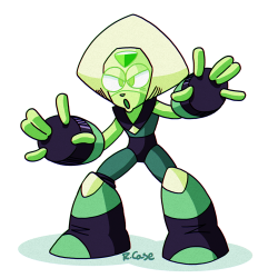 rcasedrawstuffs:  Peridot Classic MegaMan styleIn one of the new episodes of Steven Universe Peridot showed up and one of her expressions reminded me of classic MegaMan bosses like, IceMan, SparkMan and TopMan. So i tried to replicate that drawing style,