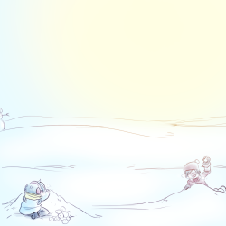 nohomoujaku:  hmmm i drew this a couple weeks ago when we got like 20 inches of snow so yeah have some baby kouao snowball shenanigans uwu
