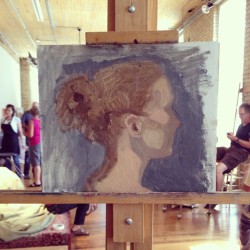 Kristie&rsquo;s painting 2 hours in, from yesterday. #portraitpainting #artmodeling