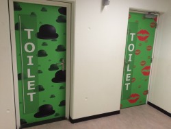 fabrickind:  teamrocketing:my university has these toilets and they’re honestly ridiculous &ldquo;what is your gender?&rdquo; “Top hats”  *walks up to these toilets in a bowler hat and red lipstick**panics*  This is what restores my unquestionable
