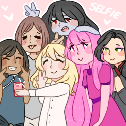 arbiterquin:  “The holy trinity, korrasami, yumikuri and bubbline, all six of them taking a selfie together” requested by Anon