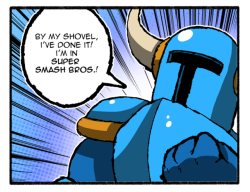 exdragonith:  SSBU - Shovel Knight   While I wish he was an actual fighter, I’m happy he made it at least.Congrats, Yacht Club Games!   