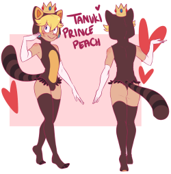 filthymitarashi:  Picture done in last night’s stream!  Tanuki Prince Peach :D I almost went with Peach’s canon tanuki suit but I sexualize male Peach to high heaven and gave him this instead ;D Might draw more poses with this outfit, as they’ve