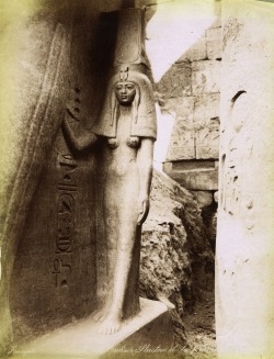 les-sources-du-nil:  Adelphoi Zangaki (Zangaki Brothers, active 1870s-1890s) Statue of Queen Nefretiri, Temple of Amen, Luxor, New Kingdom - Dynasty XIX Albumen print, late 19th century 