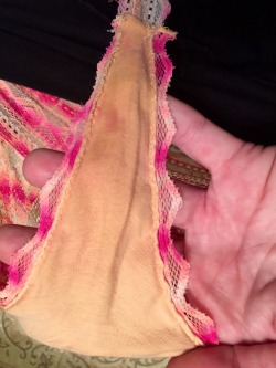 jigglybeanphalange:  Today’s wet and creamy panties. I love smelling them and licking the wet gusset to taste what touched my pussy all day!