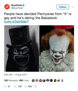 westindianheaux: petchatron:  pro-gay:  nokiabae:  Babadook was an annoying but palatable joke but it’s very evident now that gay relationships are still seen as frivolous entertainment   also like the babadook meme was born out of a technical mistake