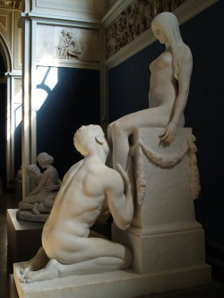salomes-veils:  unfathomeddiscernment: ‘Adoration’ by Stephen Sinding (1846-1922) Glyptoteket Museum in Copenhagen     The absolute devotion depicted in this sculpture makes my kinky little heart sing… 