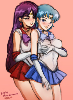     Sketch 55 - Mercury x Mars (Sailor Moon) Made a few tweaks to this sketch from 2016. ^^  Commission meSupport me on Patreon