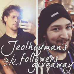 jeolheyman:  I cannot believe I finally hit 3000 followers. Wow. From little beginnings I have blossomed so quickly and it’s all thanks to you guys.  PRIZES  First Prize: One shirt   one poster   slapband pack from the Roosterteeth store OR or two
