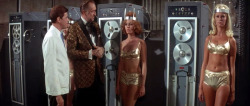 left to right: Jack Mullaney, Vincent Price, Deanna Lund and Mary Hughes in DR. GOLDFOOT AND THE BIKINI MACHINE (1965)