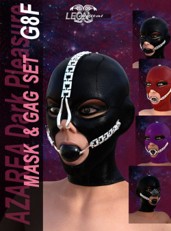 AZAREA Dark Pleasure mask and GAG set is a set for Genesis 8 Female, includes a mask and 4 type of gags plus a piggy nose hook, and a Piggy nose just for fun. ANY COLOUR option is possible just go to surface tab and change the base colour. Ready for Daz