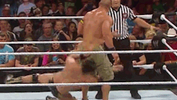 rwfan11:John Cena- shorts pulled by Del Rio