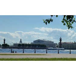 View on Old Saint Petersburg Stock Exchange and Rostral columns