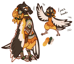 sacrednannersart:  …I couldn’t resist making a Rito after playing BOTW SO here she is. Doesn’t have a name yet, but she is a mail carrier and A Mess™   