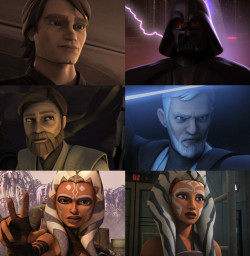 surakllap:The Clone Wars Trinity (Anakin Skywalker, Obi-Wan Kenobi, and Ahsoka Tano): Before and After 