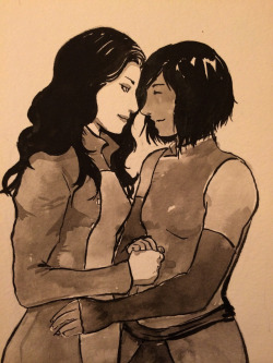 bevelation:  happy Ship-mas iahfy!  So sorry for being late, I couldn’t decide what to draw!  I had grand plans for multiple AUs but it seems cutesy sepia toned korrasami is what happened instead.    thanks! love everything here (´∀｀=)