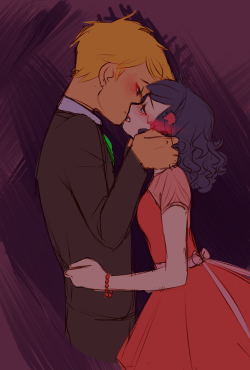 taylordraws:  i wanted to draw adrienette and it turned into? heartstrings art. oops.@littleblackchat​ designed the PRETTIEST dress from ch 3 ahh