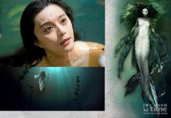 duckindolans:  vivelareine:  Fan Bingbing as a mermaid and concept art for the upcoming period fantasy film, The Moon and the Sun. In the film, Bingbing plays a mermaid captured by Louis XIV, who intends to use her to gain immortality. (The black dots