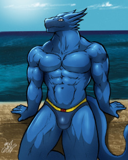 Dragon Beast out chilling by the beach.Done by the amazing DarkDraconer.