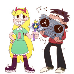 startherandomparty princess requested &ldquo;Star with a boombox in the distance&rdquo;, but I think messed up as I couldn&rsquo;t help to add Marco in the pic. Hopefully, she won&rsquo;t be mad.