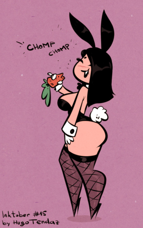 Inktober2018 - 15 - Bunny Girl - Chomp Chomp    Getting ready for Bunny Girl World Chompionship :D  Sorry for a little slow Inktober, I’m inking comic pages and decided to post them when they are colored so there are no spoilers. But there’ll