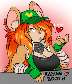 dirtyduckdraw:  It was “Kiss a Ginger Day”, so Ginger Snap set up a Kissing Booth.. I think she forgot you’re supposed to charge money. Better get in there before she remembers. (She just likes smoochin’.)