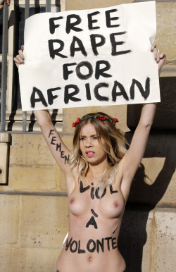 smokingbbc: slave2power:  whitehumiliation:  breedingthewhitesaway:  blackbreedingonly:  A European woman protesting in support of increased African immigration.  Oh nice   This a worthy fight. Foreigners like African Immigrants shouldn’t live under