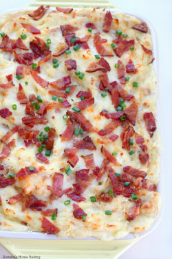 foodffs:  Twice baked cheese and bacon mashed potato casserole recipeReally nice recipes. Every hour.Show me what you cooked!