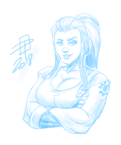 callmepo: Tiny digital sketch of Brigitte from Overwatch.  She is such a cutie.  KO-FI / TWITTER  
