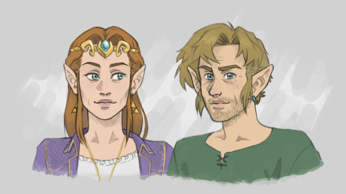 guilherme-rm:  Mature Link and Zelda portraits I was practicing faces and dexided to give these color