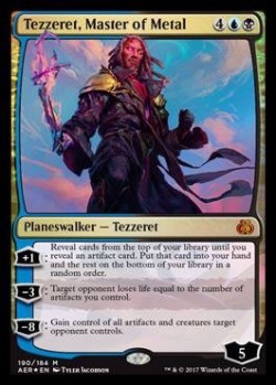 mtg-talk: Spoilers have started rolling in for Aether Revolt, but by bit. Here are the Planeswalkers from the Planeswalker Decks, this time featuring Tezzeret and Ajani.  Remember, we’ll get more powerful versions of these two in the set itself. 