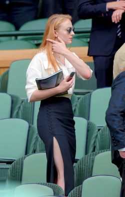 thronescastdaily:  Sophie Turner at the SW19 Grounds of the Wimbledon Tennis Tournament in London, England on July 7, 2016 