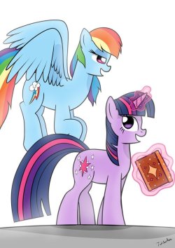 twidashlove: Rainbow’s so happy she can hardly keep to the ground~ Then They Walk Together by Twidasher   ^w^