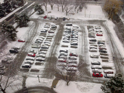 My parking lot in the winter. There&rsquo;s something beautiful about those patterns in the snow.