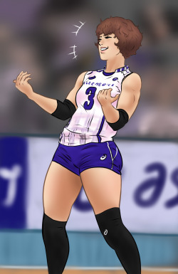 franktoniusart:  Had a lot of fun with this. A photoset of Shiho Yoshimura from the Japanese Olympic Volleyball team popped up on my dash again and I had to draw her.  Based off a photo of her, but took liberties with her hair. Her curly hair was way