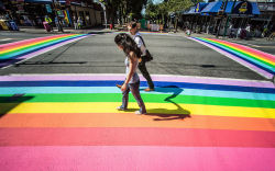 carry-on-my-wayward-nun:  bakrua:  obscurer:   this year in Vancouver they painted rainbow crosswalks for PRIDE, turns out the city loved them so much they are keeping them permanently! I found out about this and thought it was so cool I had to upload