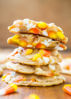 fullcravings:  Candy Corn and White Chocolate Soft Batch Cookies 
