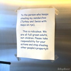 danieljlayton:  collegehumor:  This HR dept doesn’t negotiate with Terrorists. Finish reading This Is The Most Passive-Agressive Office Note Battle We’ve Ever Seen  The ending is worth clicking for. 