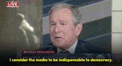 fun-ta-mental:  micdotcom:George W. Bush speaks out against Trump’s war with the media, travel ban and Islamophobia even DUBYA MAKIN SENSE  The guy that &ldquo;doesn&rsquo;t care about black people&rdquo; is more on point than trump. That&rsquo;s crazy.
