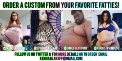 thickestprincess:  Me &amp; @woodsgotweird &amp; 2 of our other fellow fat friends are planning on collabing at the end of October! Why not buy a custom? Email kennablakeff@gmail.com if you are interested in buying a custom with any of us in it! 