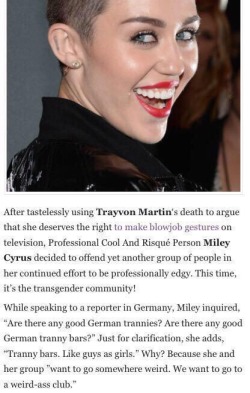 pinkcookiedimples:  drunktrophywife:  Miley Cyrus, lgbtqia+ icon  Y'all keep this trash alive. We gotta drag her like we did Iggy until she’s non-existent 