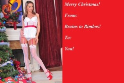   No new stuff until after Christmas, other than these cards.Meanwhile, if you want to give your favorite bimbofication caps Tumblr a nice Christmas present, you can always Tip Your Pornographer.   