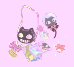 atta:  day 11: something you think you’d find in greg’s van/storage unit cookie cat in its heyday!! cookie cat purse, cookie cat plush, cookie cat trading cards, comics, cookie cat bell!!!!! 