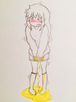 fluffy-omorashi:  I never draw crappy girl omo art so tada!! Here’s some cute girl omo :3c 💦✨