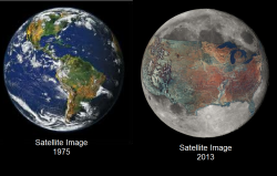 gamsee:  forevertheuke:  ipissedinyourmountaindew:  Real satellite imagery from NASA We are killing out planet.  NoThat’s just the united stated photoshopped on the moon.  no thats our dying planet have some respect 
